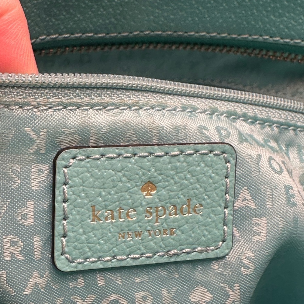 Kate Spade Wellsley Fresh Air Blue Leather Tote Bag EUC - Picture 10 of 12
